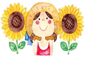 ひまわり　女の子　イラスト　かわいい　無料　フリー