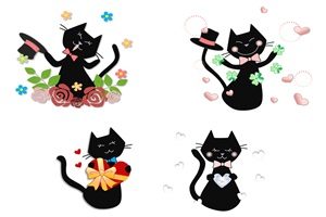 黒猫　イラスト　綺麗　キレイ　フリー