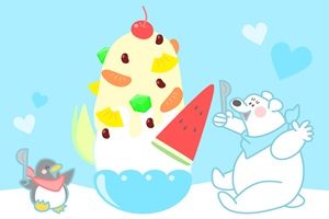 無料の動物画像 無料印刷可能しろくま かわいい かき氷 イラスト