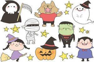 無料 ハロウィンの手書き風イラスト かわいい おしゃれ かっこいい