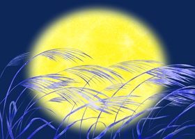 中秋の名月　十五夜　十三夜　お月見　満月　ススキ　イラスト　無料　フリー