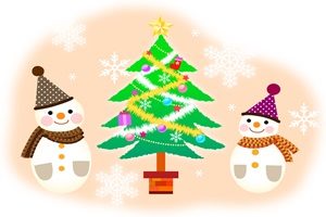 雪だるま　クリスマスツリー　イラスト　無料　フリー　おしゃれ　かわいい