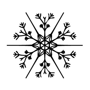 雪の結晶　イラスト　白黒　モノクロ　シルエット　無料　商用フリー