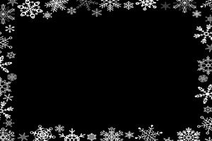 雪の結晶　イラスト　白黒　シルエット　フレーム　背景　無料　商用フリー