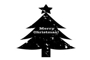 クリスマスツリー　白黒　モノクロ　シルエット　無料　フリー