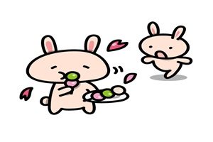 うさぎ　イラスト　食べる　食べている　団子　無料　商用フリー