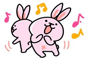 うさぎ　イラスト　歌う　踊る　かわいい　無料　商用フリー