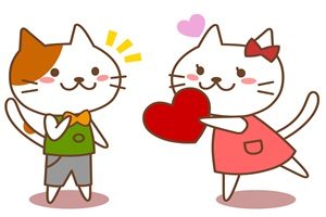 バレンタイン　猫　イラスト　カップル　かわいい　無料　フリー