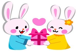 うさぎ　イラスト　かわいい　カップル　プレゼント　無料　商用フリー