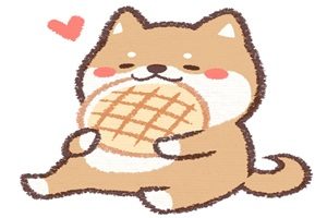 柴犬　イラスト　食べている　メロンパン　かわいい　無料　商用フリー