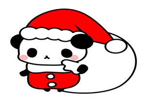 クリスマスのサンタコスプレをした可愛いパンダのイラスト