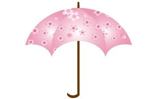桜柄の傘の無料イラスト