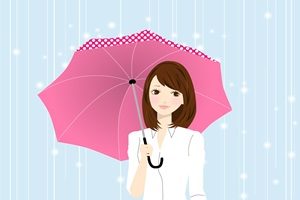 傘をさす女性のイラスト
